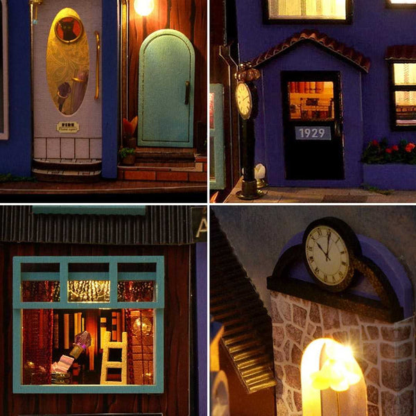 Magic Spell Street DIY Book Nook Kit, a miniature bookend inspired by diagon alley in Harry Potter. perfect for DIY lovers, dollhouse collectors, bookshelf insert decor, A great DIY project for magic world fans.