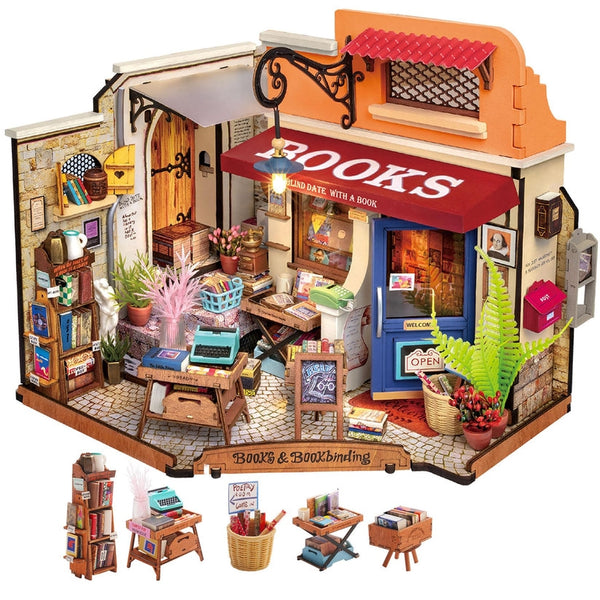 Exterior of Corner Bookstore DIY Miniature House kit