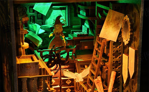 The Master's House DIY Book Nook Kit, a magic college series miniature crafts inspired by Harry Potter, with abundant scenes, snap-in design, dust cover, perfect for bookend lovers, model building lovers, dollhouse collectors, bookshelf insert decor. A great DIY project for wizarding world lovers.