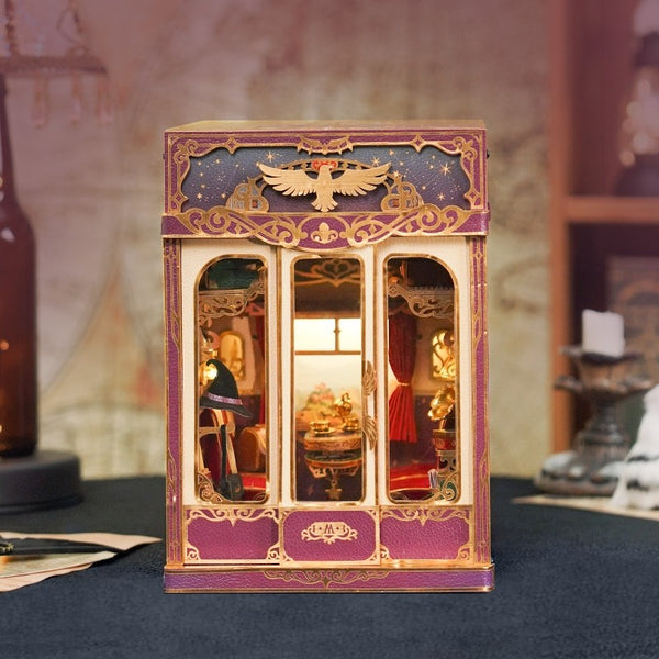 image displaying front side view of Magical Journey Train Cabin DIY Book Nook Kit