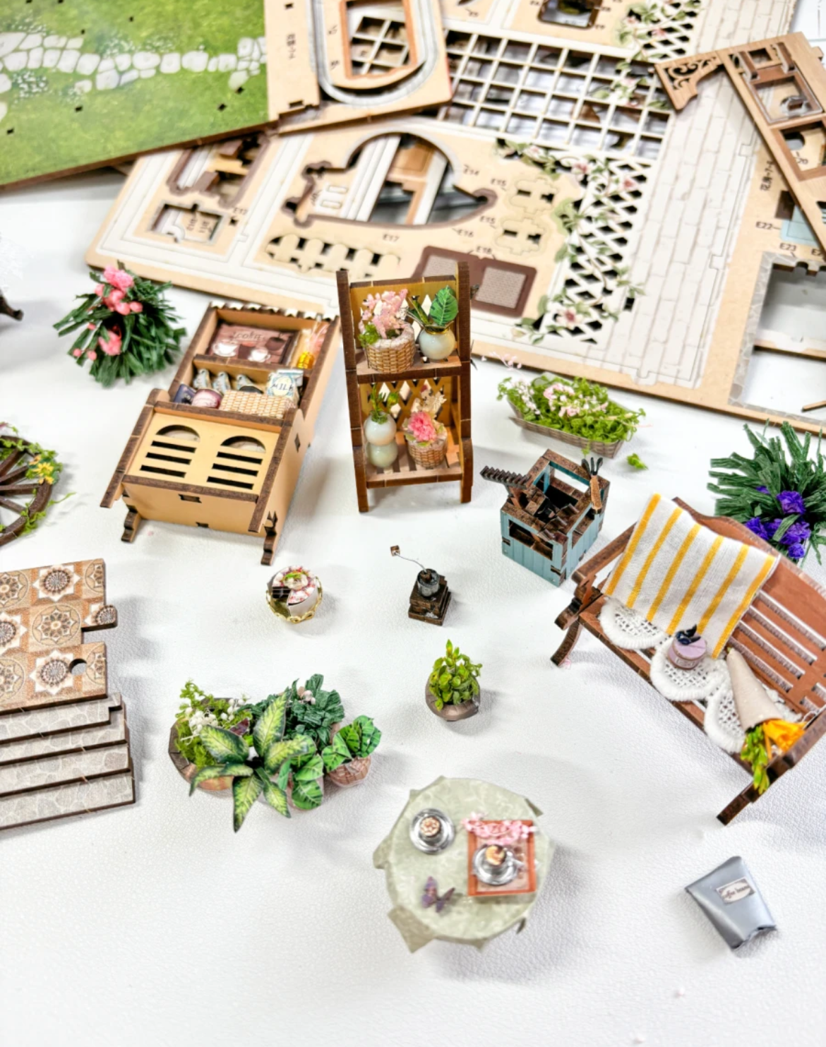 Sylvia Garden DIY Book Nook Kit | 3D Wooden Puzzle Bookend | Bookshelf Decor Diorama | Miniature House Book Stand