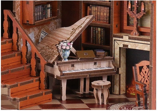 Grimm Cottage DIY Wooden Book Nook | Shelf Insert Decor | 3D Wooden Puzzles Bookend | Miniature Book Stand