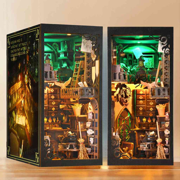 The Master's House DIY Book Nook Kit, a magic college series miniature crafts inspired by Harry Potter, with abundant scenes, snap-in design, dust cover, perfect for bookend lovers, model building lovers, dollhouse collectors, bookshelf insert decor. A great DIY project for wizarding world lovers.