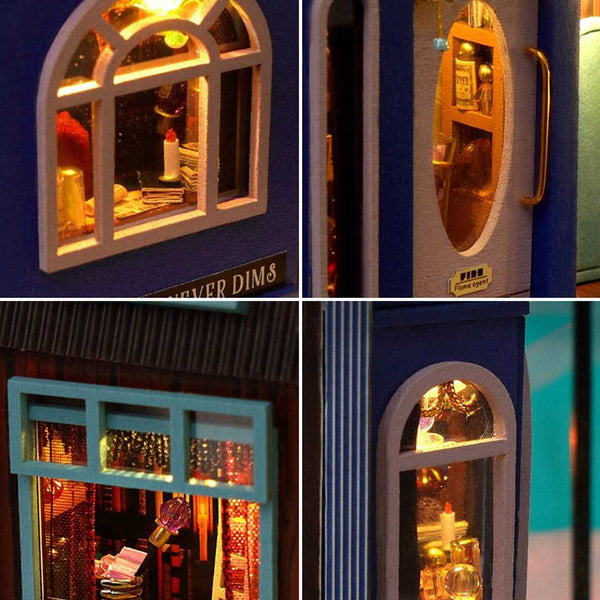 Magic Spell Street DIY Book Nook Kit, a miniature bookend inspired by diagon alley in Harry Potter. perfect for DIY lovers, dollhouse collectors, bookshelf insert decor, A great DIY project for magic world fans.