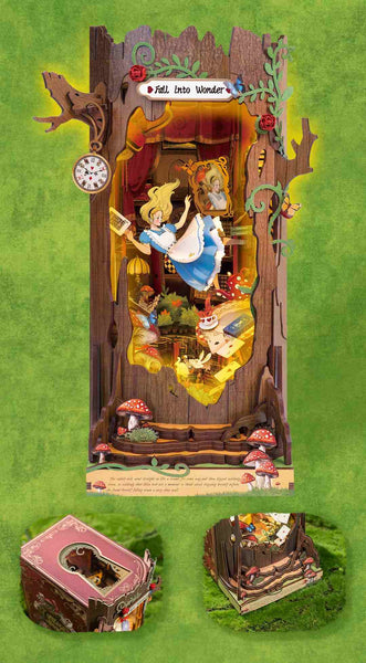 image displaying the creative exterior design of Fall Into Wonder DIY Book Nook kit