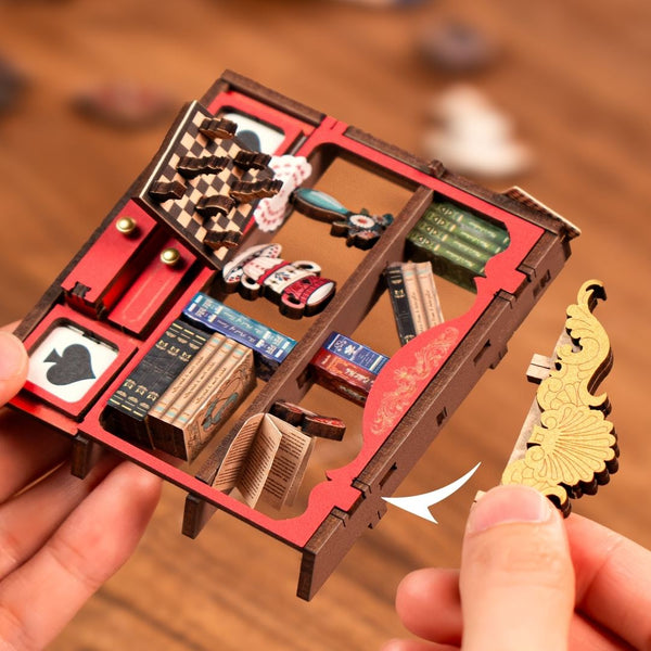 image displaying the puzzles of Fall Into Wonder DIY Book Nook is snapping together