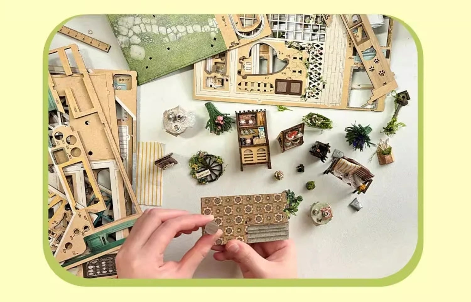 Sylvia Garden DIY Book Nook Kit | 3D Wooden Puzzle Bookend | Bookshelf Decor Diorama | Miniature House Book Stand