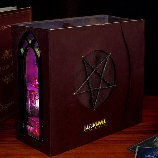 Magic Spell Street DIY Book Nook Kit, a miniature bookend inspired by diagon alley in Harry Potter. perfect for DIY lovers, dollhouse collectors, bookshelf insert decor, A great DIY project for magic world fans.