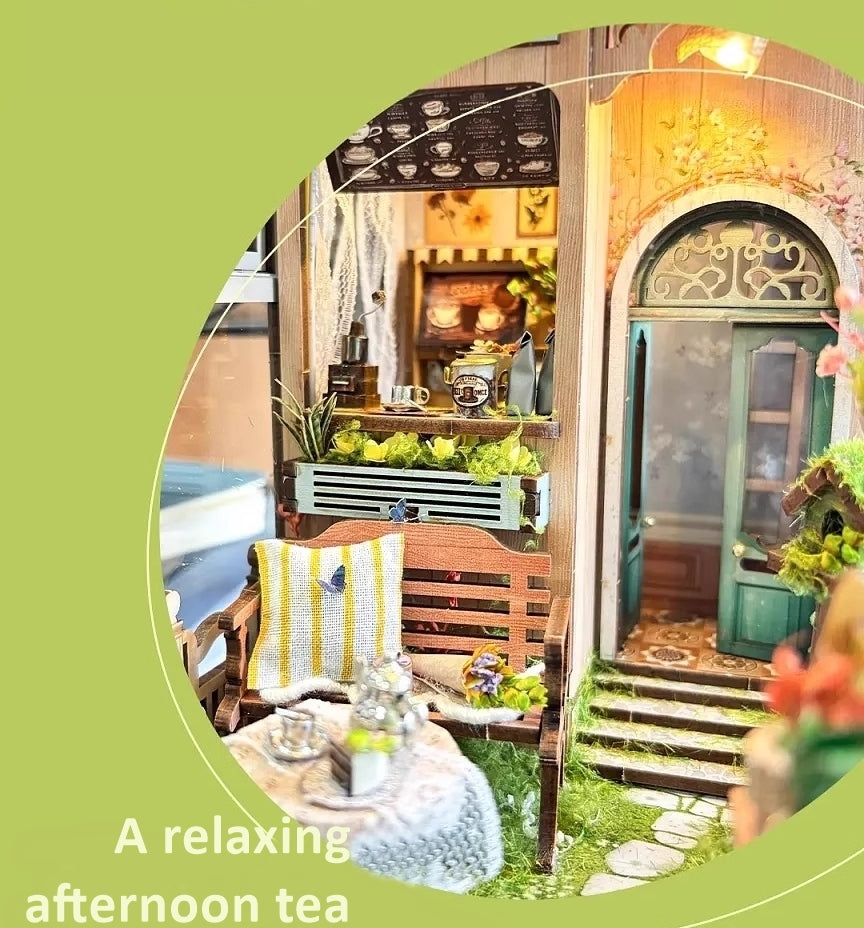 Sylvia Garden DIY Book Nook Kit | 3D Wooden Puzzle Bookend | Bookshelf Decor Diorama | Miniature House Book Stand