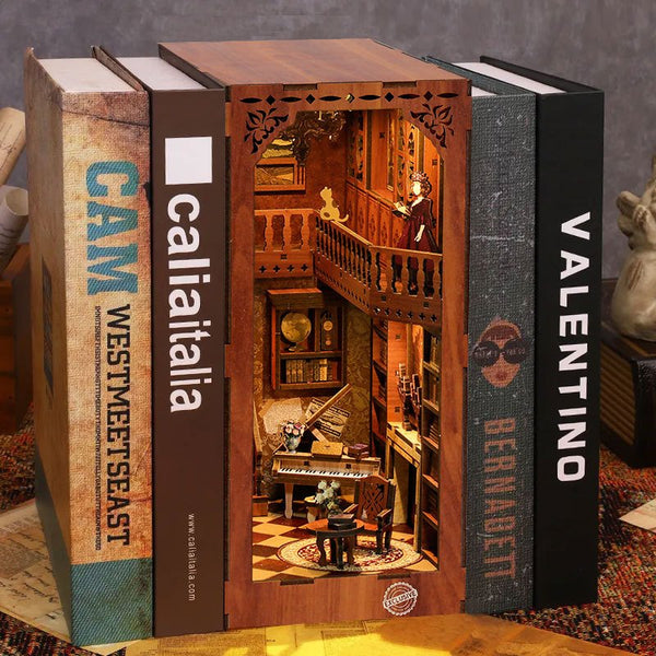 Grimm Cottage DIY Wooden Book Nook | Shelf Insert Decor | 3D Wooden Puzzles Bookend | Miniature Book Stand